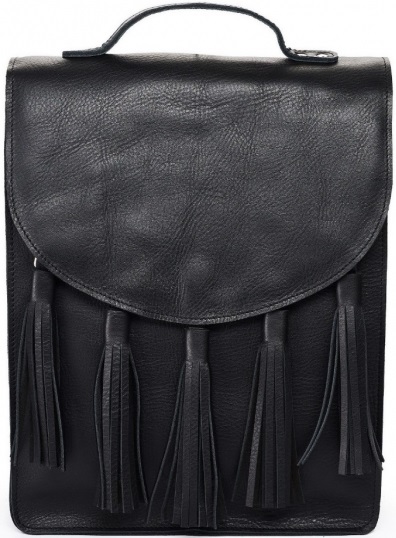 Kožený batoh s třásněmi MF C1 - černý